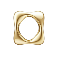 shiny, abstract gold frame with smooth, wavy design and empty center, set against transparency background, creates modern and elegant look png