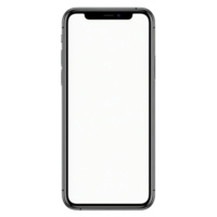 sleek smartphone with blank white screen is displayed, showcasing modern design with thin bezel and prominent notch at top. device is isolated on transparency background png