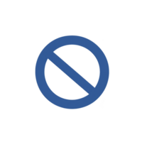 blue prohibition sign with diagonal line through circle, symbolizing restriction or no entry. simple design conveys clear message of prohibition or warning png