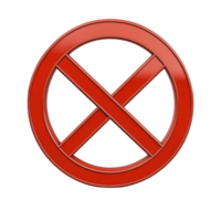 red circle with diagonal cross inside, symbolizing prohibition or restriction. bold red color and glossy finish make it stand out, conveying clear message of no entry or forbidden png