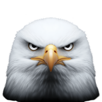 fierce bald eagle with intense eyes and sharp beak stares directly ahead, showcasing its majestic and powerful presence. detailed feathers and expression convey strength and determination png