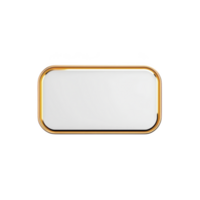 sleek rectangular white sign with golden border, perfect for elegant branding or signage. minimalist design adds touch of sophistication and modernity png