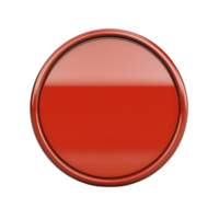 shiny red button with glossy finish, isolated on transparency background, conveys sense of urgency or importance. button smooth surface and vibrant color make it eye catching png