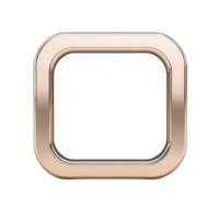 sleek, metallic, square shaped frame with rounded edges, featuring shiny gold finish. minimalist design exudes elegance and modernity, suitable for various decorative purposes png