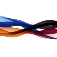 dynamic abstract design featuring colorful, flowing waves in shades of blue, orange, and red, creating sense of movement and energy against transparency background png