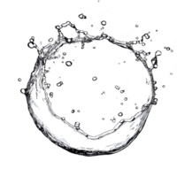 dynamic splash of water forms circular shape against transparent background, capturing motion and fluidity. image conveys freshness and energy, ideal for design projects png