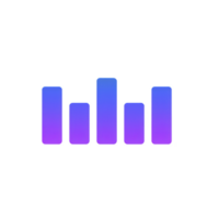 gradient bar chart icon with five vertical bars in blue and purple hues, representing data visualization and analytics. design is simple and modern, suitable for digital interfaces png