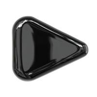 sleek, glossy black triangular button with reflective surface, resembling modern play icon. smooth, rounded edges and shiny finish give it futuristic and stylish appearance png