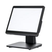 sleek, modern touchscreen monitor with black stand, ideal for retail or office environments, offering minimalist design and versatile functionality png