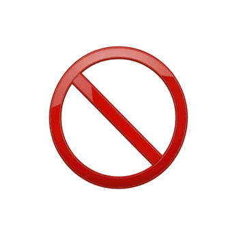 red prohibition sign with diagonal line on transparency background, symbolizing restriction or no entry. bold red color conveys strong warning or alert message png