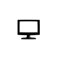 Black computer monitor with blank screen is isolated on transparency background, showcasing minimalist design. monitor is positioned centrally, emphasizing its sleek and modern appearance png
