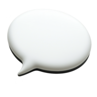 white, three dimensional speech bubble with smooth surface, isolated on transparent background, perfect for adding text or creating digital communication designs png