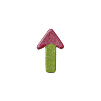 colorful arrow pointing upwards, with red triangular head and green rectangular shaft, symbolizing direction or progress. texture appears rough, adding tactile element png
