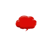 vibrant red speech bubble with glossy finish stands out against plain background, symbolizing communication and expression. bold color and simple design make it eye catching png