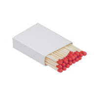 White matchbox with red tipped matches is open, revealing neatly arranged matches inside. simple design and vibrant color contrast create striking visual png