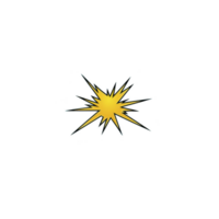 bright yellow starburst with sharp black edges radiates energy against transparent background, creating dynamic and eye catching design png