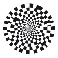 isto características circular ótico ilusão com xadrez padronizar este cria sentido do movimento e profundidade. Preto e branco quadrados estão arranjado espiral, desenhando espectador olho para Centro png