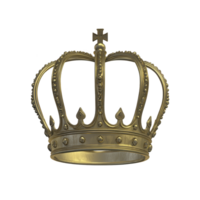 detailed golden crown with intricate designs and cross on top, symbolizing royalty and power. crown features ornate patterns and polished finish, reflecting elegance and prestige png