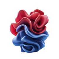 This features abstract 3D sculpture with intertwined red and blue ribbons, creating dynamic and fluid form. smooth, glossy texture adds modern and artistic touch.abstract sculpture with red png
