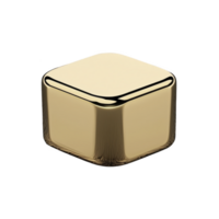 shiny gold cube with smooth edges and reflective surface creates luxurious and modern appearance. cube sleek design and metallic finish make it visually striking png