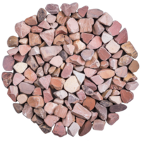 coleção do suave, multicolorido pedras arranjado dentro circular padrão, exibindo vários tons do rosa, vermelho, e bege. pedras estão polido, criando harmonioso e natural estético png