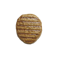 Grilled chicken patty with visible grill marks, seasoned with herbs and spices, isolated on transparency background. patty appears juicy and well cooked, ideal for sandwiches or salads png