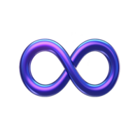 Vibrant, glowing infinity symbol shades of blue and purple, representing endless possibilities and continuity. symbol is set against transparent background, emphasizing its modern and sleek design png