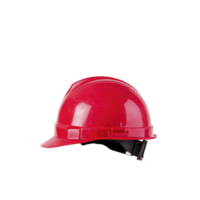 Bright red safety helmet designed for construction work, showcasing sturdy and protective build. helmet is isolated on transparency background, emphasizing its vibrant color and essential function png