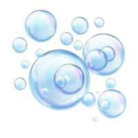 Transparent soap bubbles floating against clear background, showcasing their iridescent colors and delicate, spherical shapes. bubbles vary in size, creating whimsical and playful atmosphere png