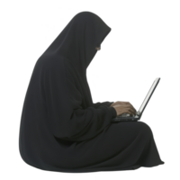 Person in dark hooded cloak is sitting and typing on laptop, creating mysterious and secretive atmosphere. image suggests themes of hacking or anonymity png