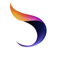 Vibrant, abstract swirl design featuring gradient of orange, pink, and blue hues, creating dynamic and modern look. smooth curves and bright colors evoke sense of energy and creativity png
