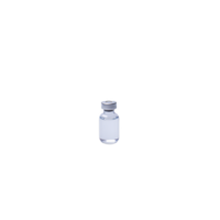 Small, clear glass vial with silver cap is isolated on transparency background, often used for storing liquids or medications. simplicity and clarity of image highlight vial purpose png