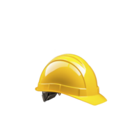 brillante amarillo construcción casco aislado en transparencia fondo, simbolizando la seguridad y proteccion en industrial entornos. casco es lustroso y bien estructurado png