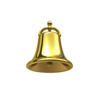 Shiny golden bell with smooth surface and clapper inside, reflecting light. bell is isolated on transparency background, symbolizing celebration or alert png
