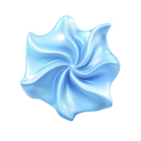Shiny, abstract blue swirl with glossy texture and smooth, flowing curves creates dynamic and modern design. shape resembles star or flower, adding futuristic touch png