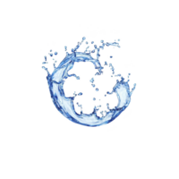 Splash of water forms circular shape against transparency background, creating dynamic and refreshing visual. water appears vibrant and energetic, with droplets extending outward png