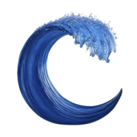 Dynamic, artistic representation of blue wave curling gracefully, capturing fluidity and power of water in motion. wave texture and color evoke sense of energy and movement png