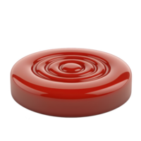 Glossy red circular object with smooth, reflective surface and concentric ring design, resembling modern decorative piece or abstract sculpture png