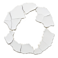 Cracked white plaster circle with jagged edges and visible fractures creates sense of brokenness and imperfection. texture and irregular shape add depth and interest png