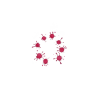 Circular arrangement of red paint splatters creates dynamic and artistic design on transparency background. splatters vary in size, adding sense of movement and creativity png