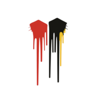 Dripping red and black paint forms two pentagon shapes on transparency background, creating striking abstract design. paint drips add dynamic and artistic touch to composition png