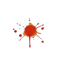 Vibrant red and orange paint splatter with dynamic drips and splashes on transparent background, conveying energy and creativity png