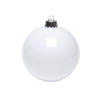 Shiny white Christmas ornament with metallic cap reflects light, creating festive and elegant appearance. Perfect for holiday decorations and adding touch of elegance to any setting png