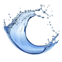 Dynamic splash of water forms crescent shape against transparency background, capturing motion and fluidity. droplets scatter, creating sense of energy and freshness png