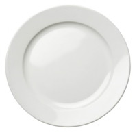 Plain white ceramic plate with glossy finish is shown against transparency background, highlighting its simplicity and elegance png