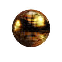 Golden sphere with reflective surface and dotted pattern creates futuristic and abstract appearance. shiny texture and warm glow add sense of modernity and elegance png