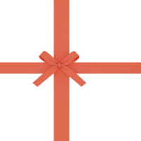 Vibrant orange ribbon tied in neat bow is arranged in cross pattern on plain background, creating festive and elegant appearance png