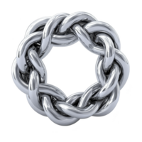 Shiny, metallic chain link circle with polished silver finish, forming seamless loop. interlocking design creates sense of unity and strength png