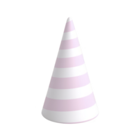 Pastel pink and white striped party hat with conical shape, perfect for celebrations and festive occasions. soft colors add playful and cheerful touch to any event png