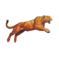 poderoso, muscular Tigre es representado en medio salto, exhibiendo sus fuerza y agilidad. dinámica actitud capturas esencia de feroz depredador en movimiento png